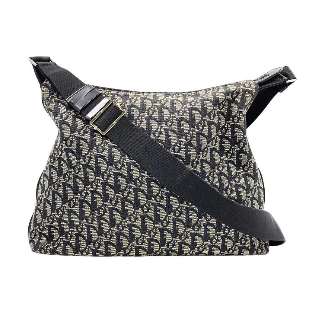 Dior Limited Trotter Canvas Navy Shoulder Bag Silver
