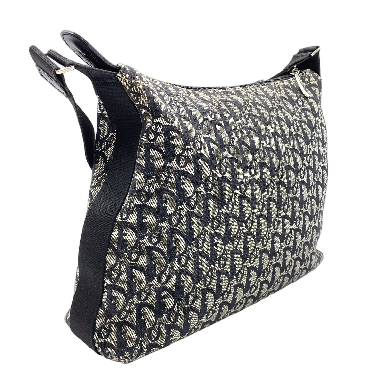 Dior Limited Trotter Canvas Navy Shoulder Bag Silver