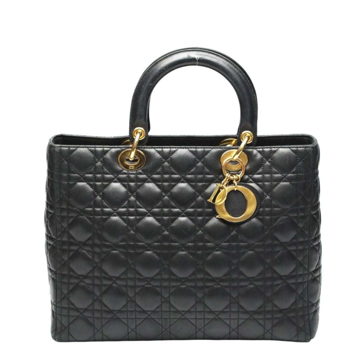 Dior Christian 2-Way Shoulder Bag Cannage Black