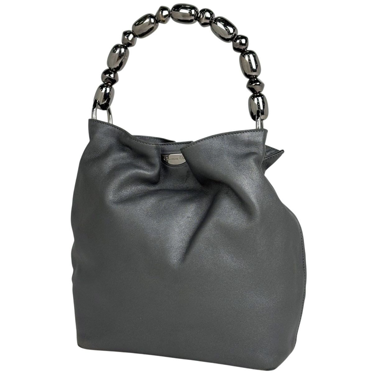 Dior Maris Pearl Handbag Leather Gray