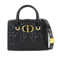Dior Saint Honore Macro Cannage 2-Way Hand Bag Leather Black