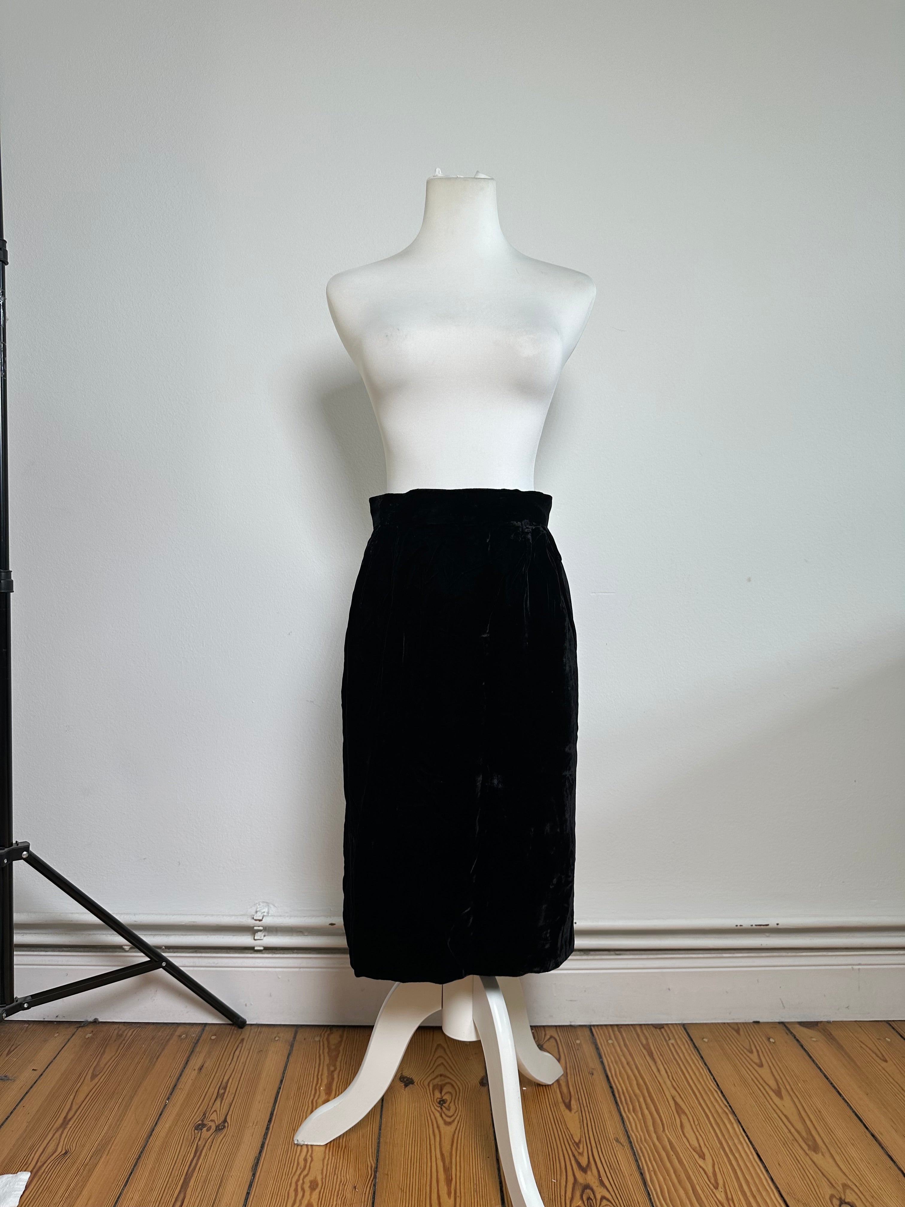 Vintage Dior Velvet Skirt Black