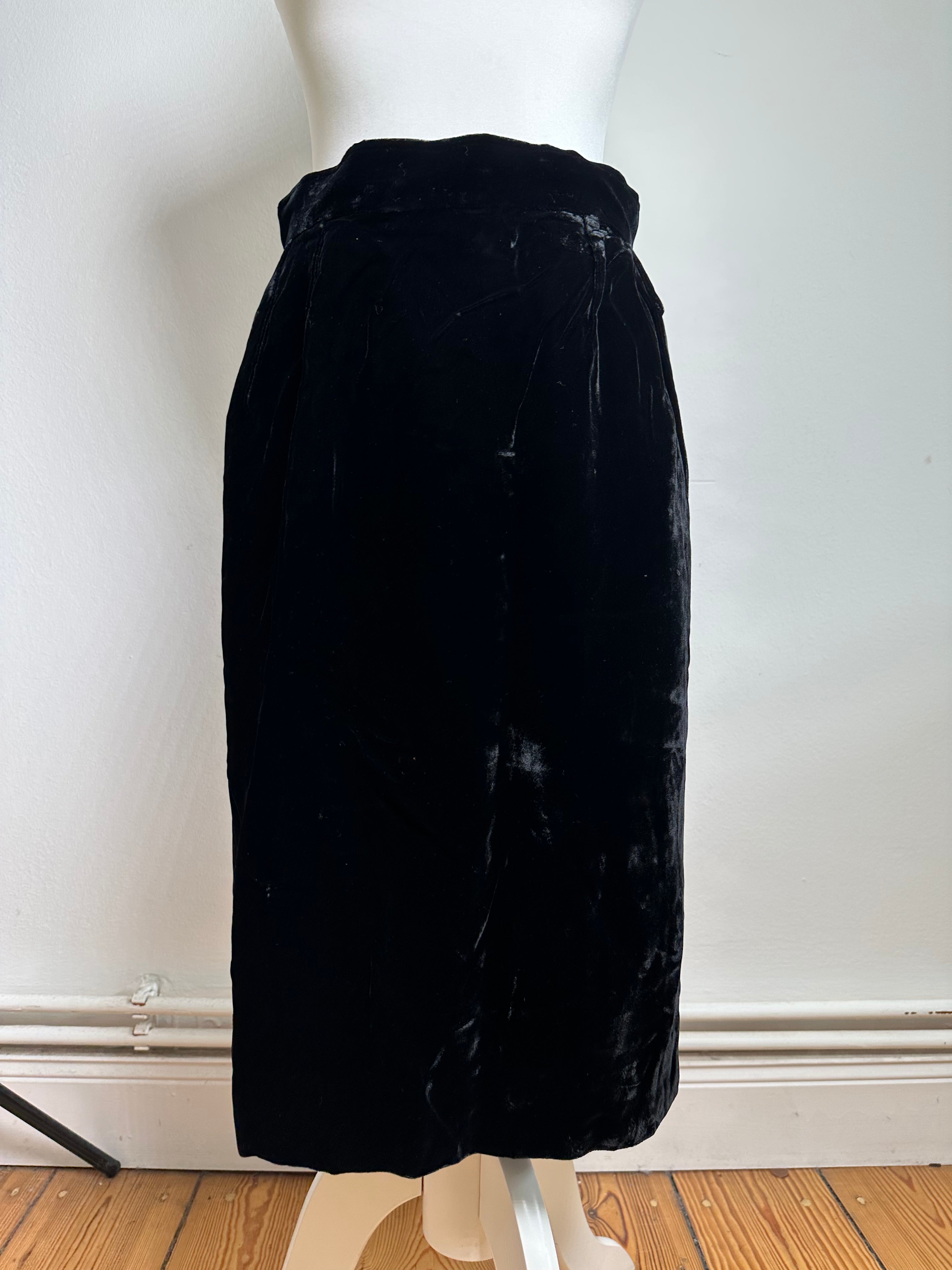 Vintage Dior Velvet Skirt Black