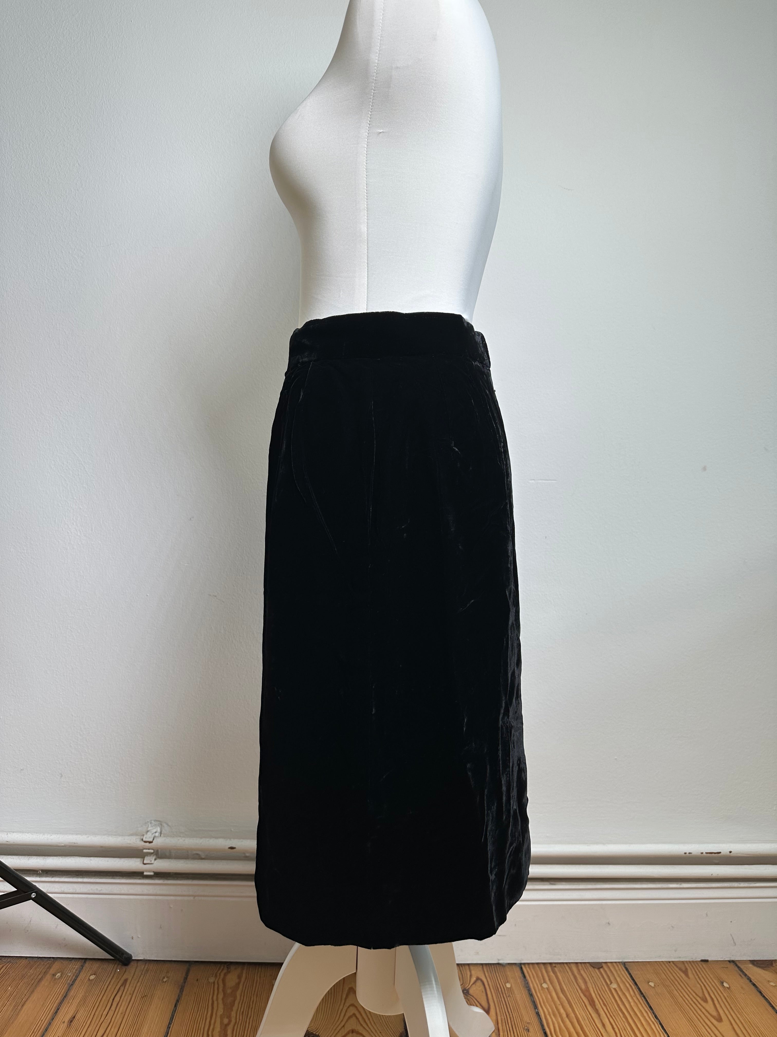 Vintage Dior Velvet Skirt Black
