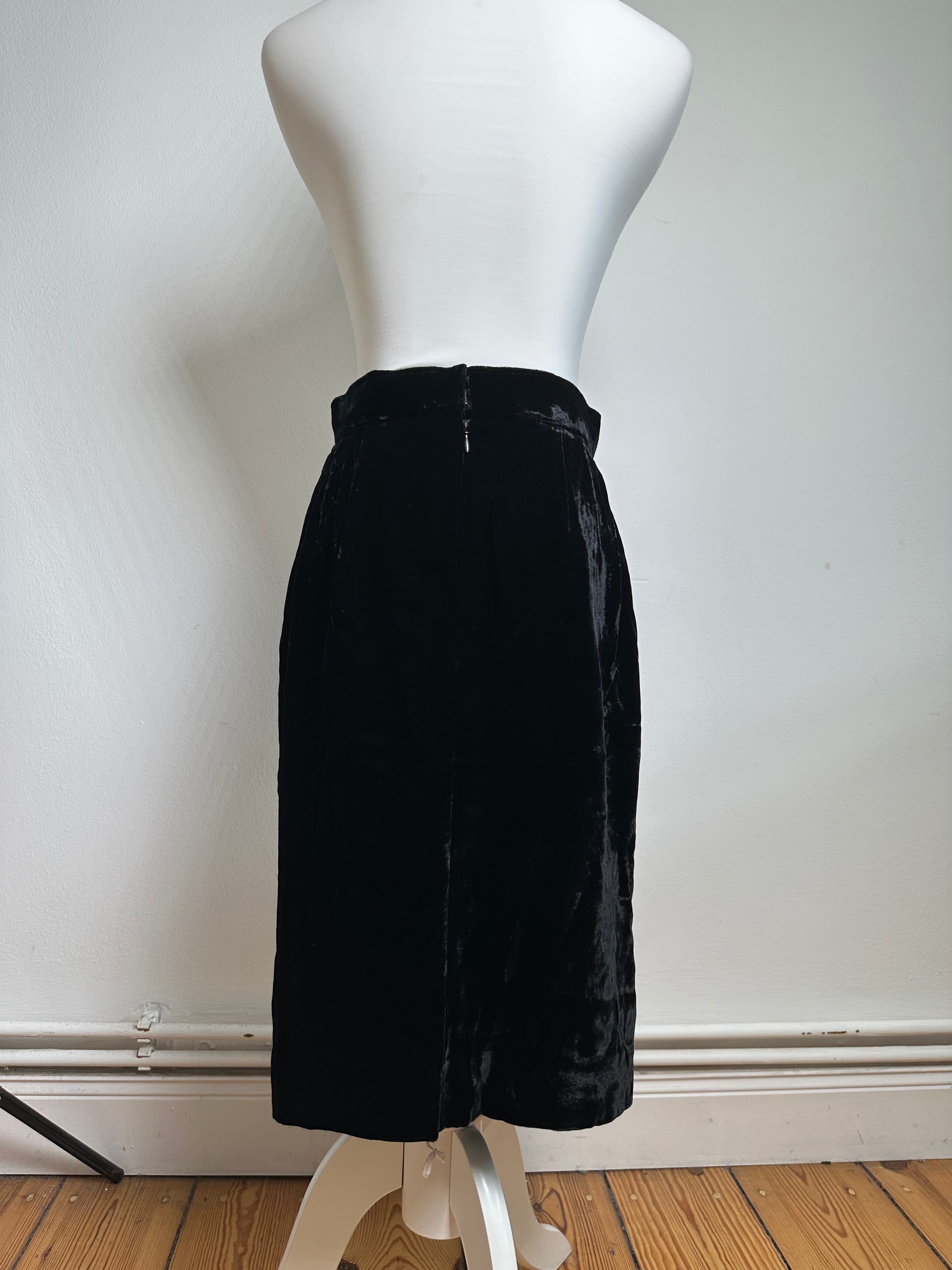Vintage Dior Velvet Skirt Black