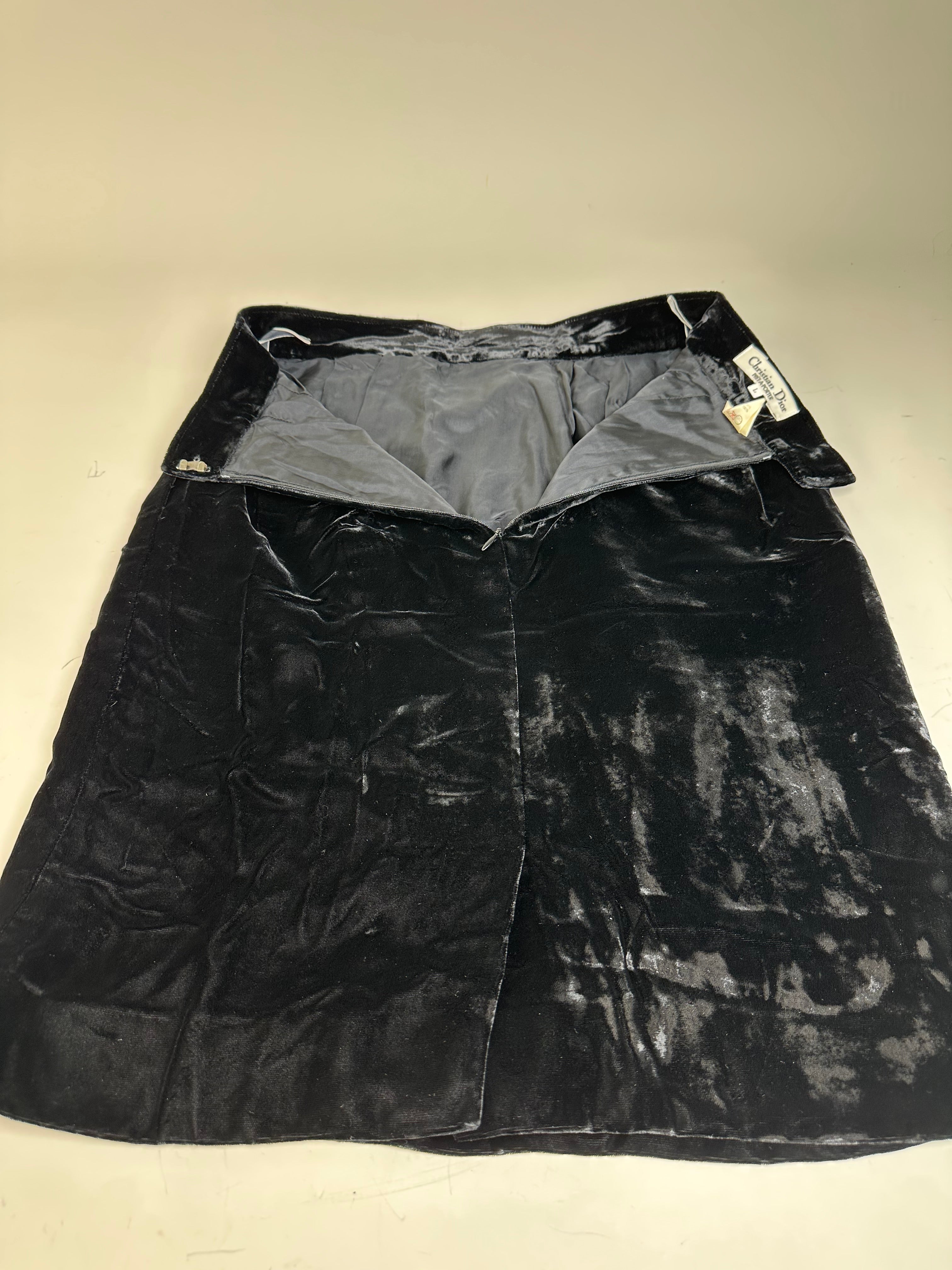 Vintage Dior Velvet Skirt Black