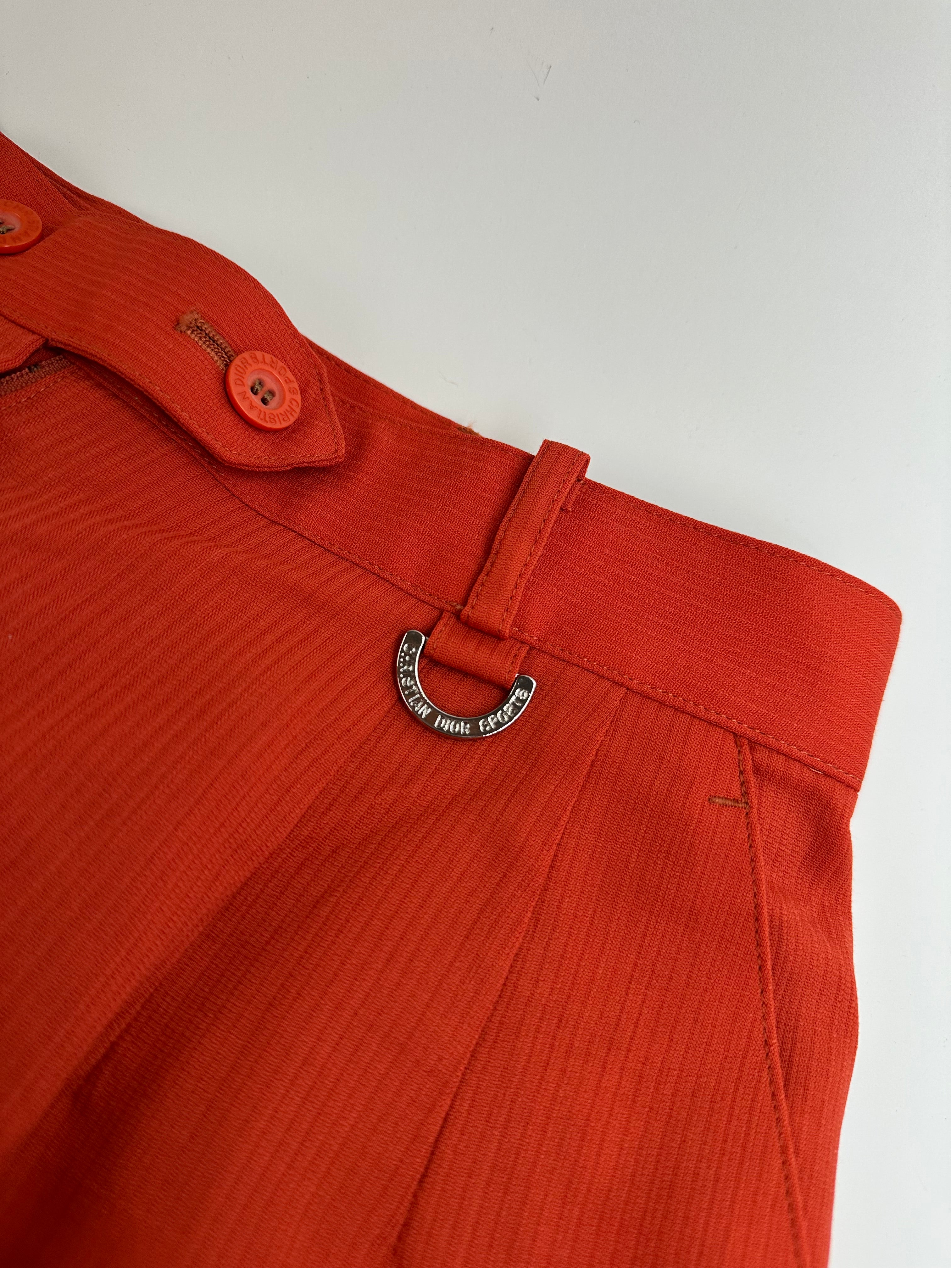 Vintage Dior Wool Trousers Bright Orange S