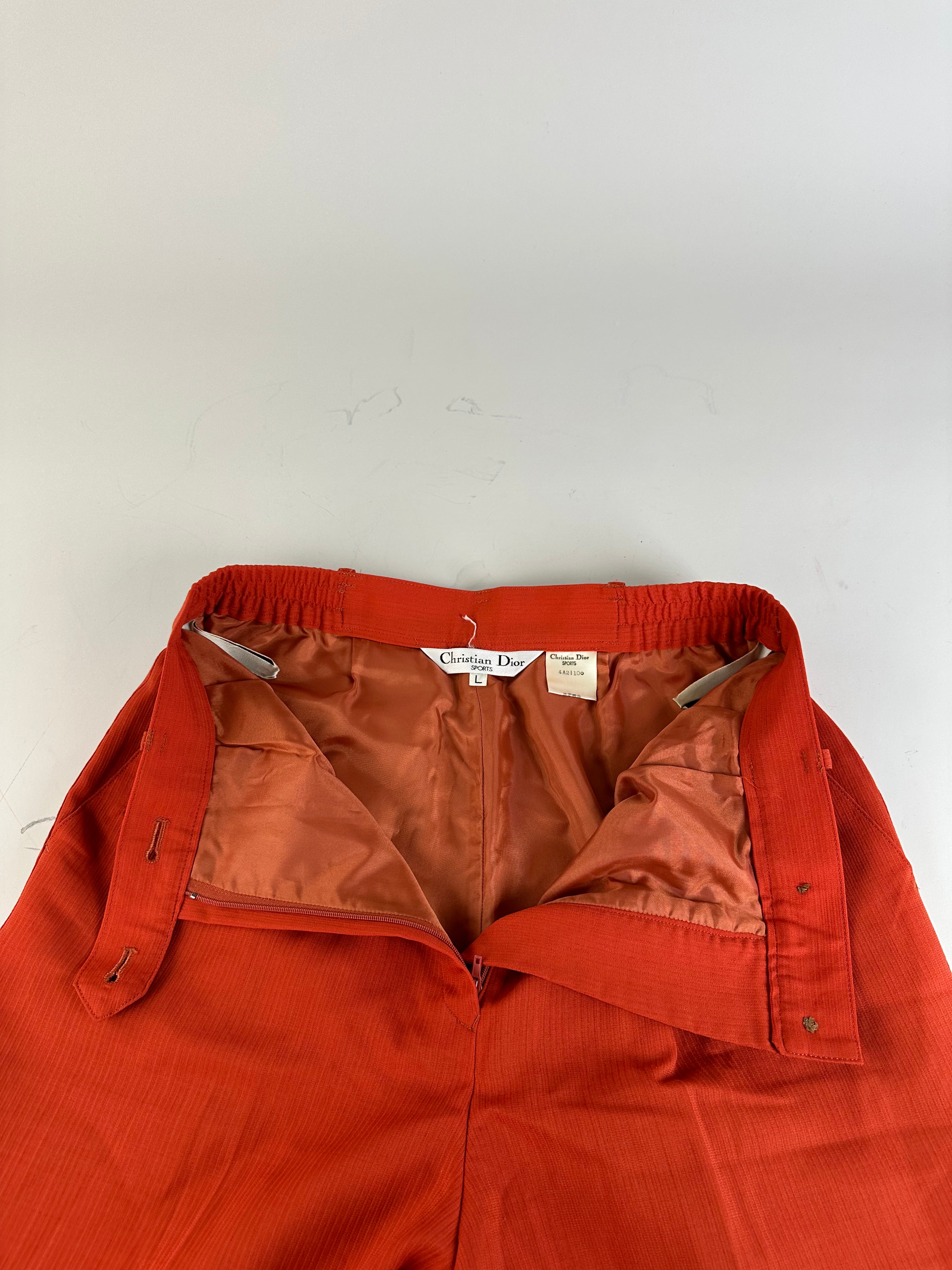 Vintage Dior Wool Trousers Bright Orange S