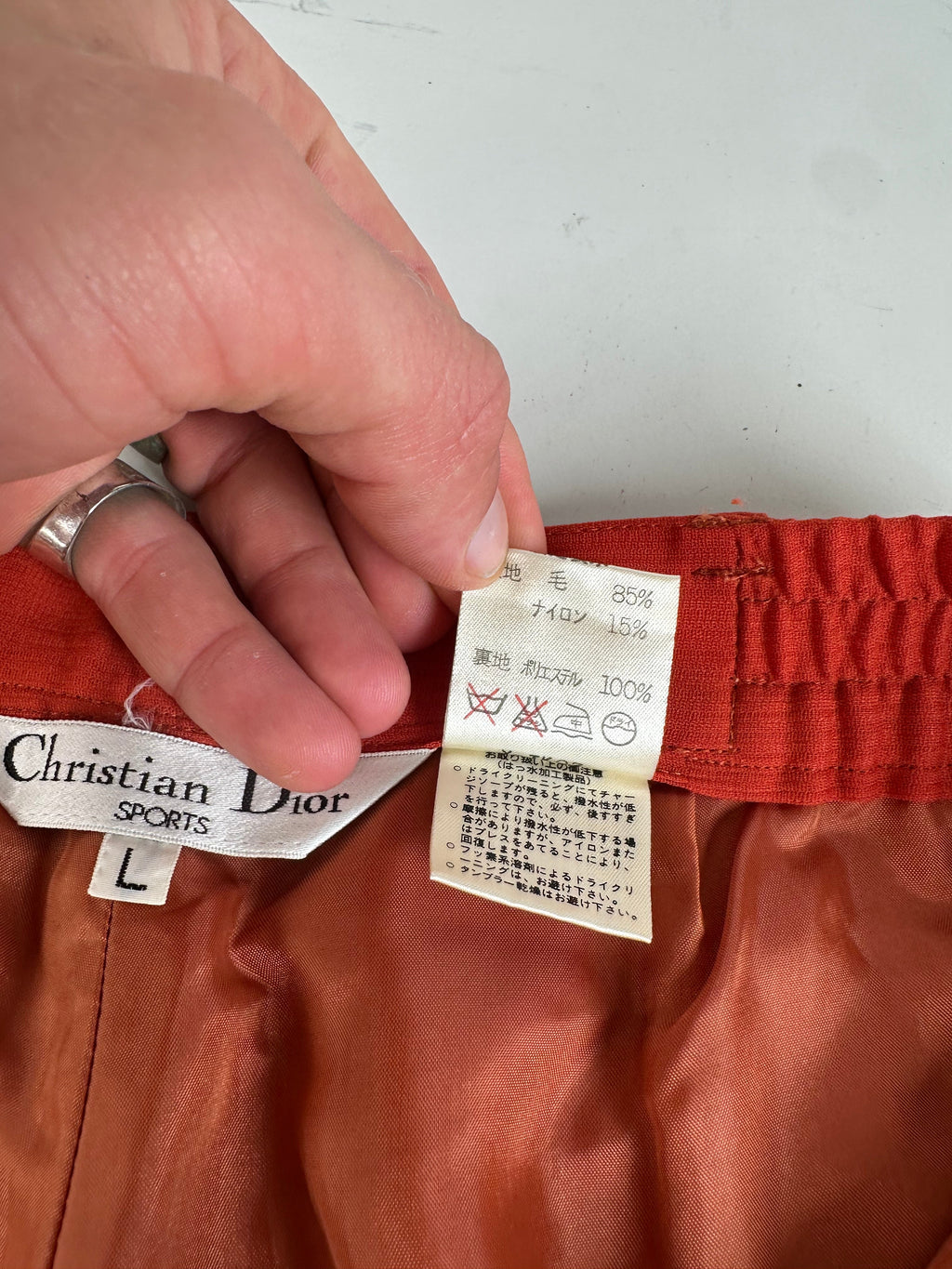 Vintage Dior Wool Trousers Bright Orange S