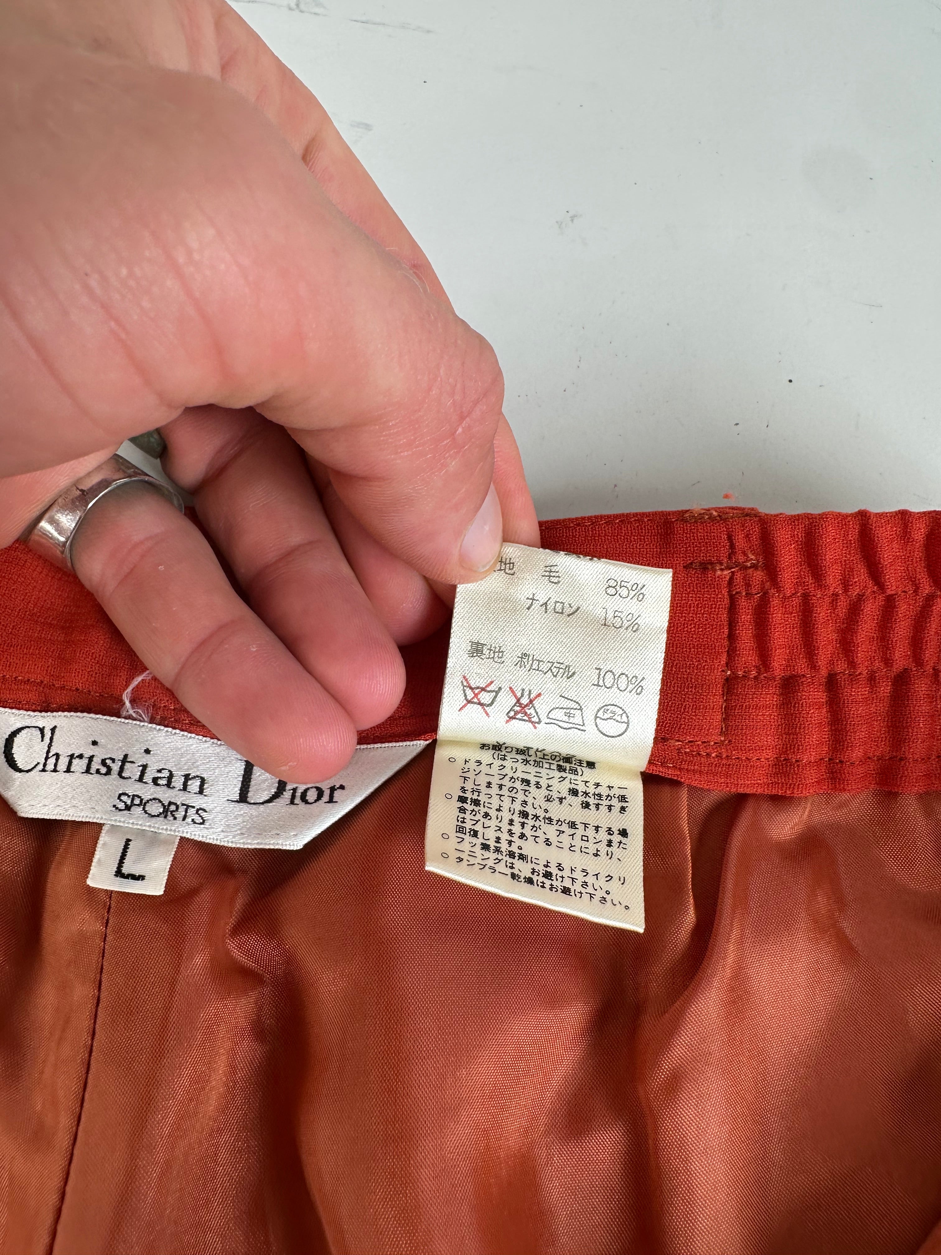 Vintage Dior Wool Trousers Bright Orange S