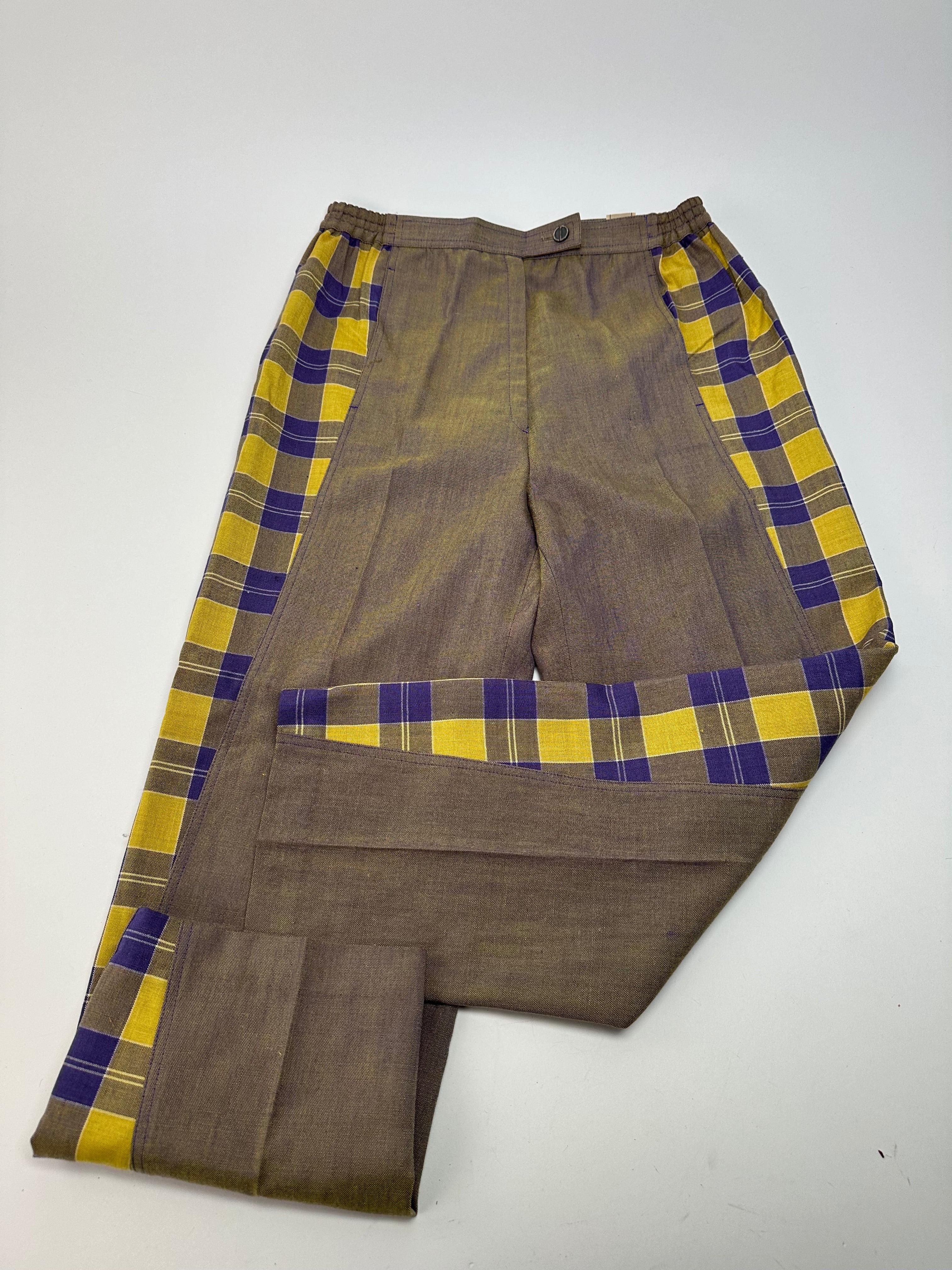 Vintage Dior Tartan Panel Trousers Cotton Multicolour M