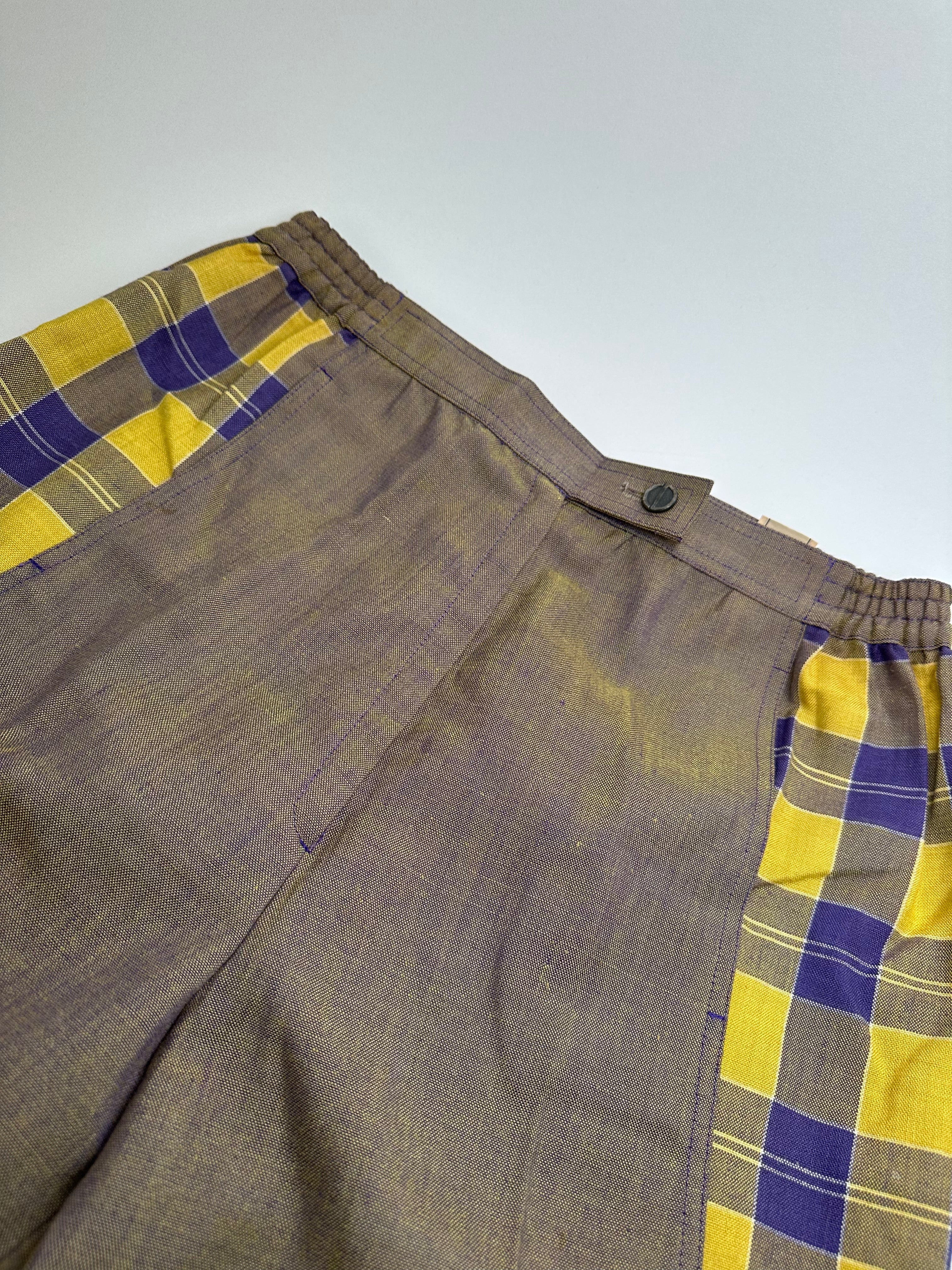 Vintage Dior Tartan Panel Trousers Cotton Multicolour M