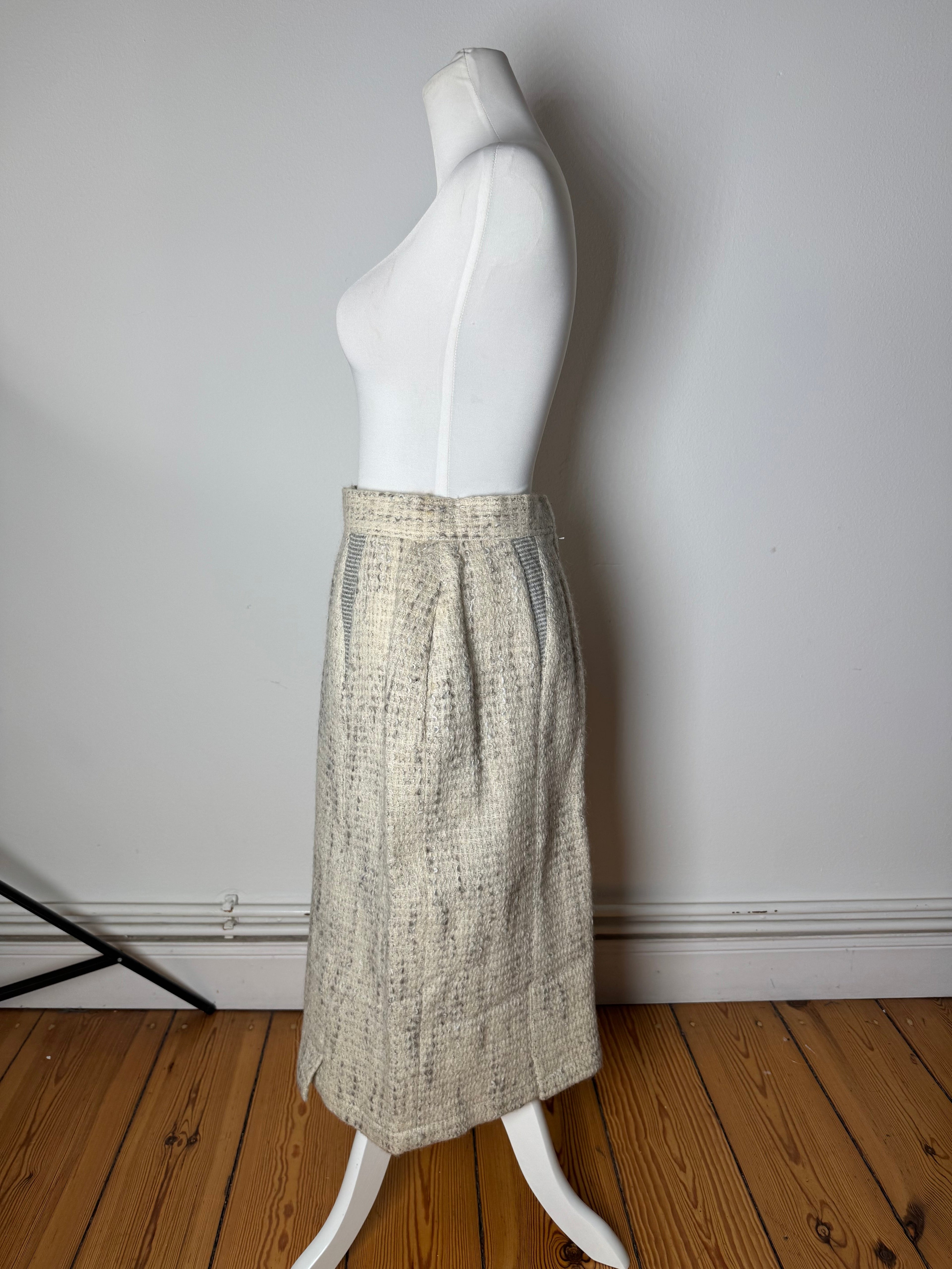 Vintage Dior Wool Skirt Shite Grey M
