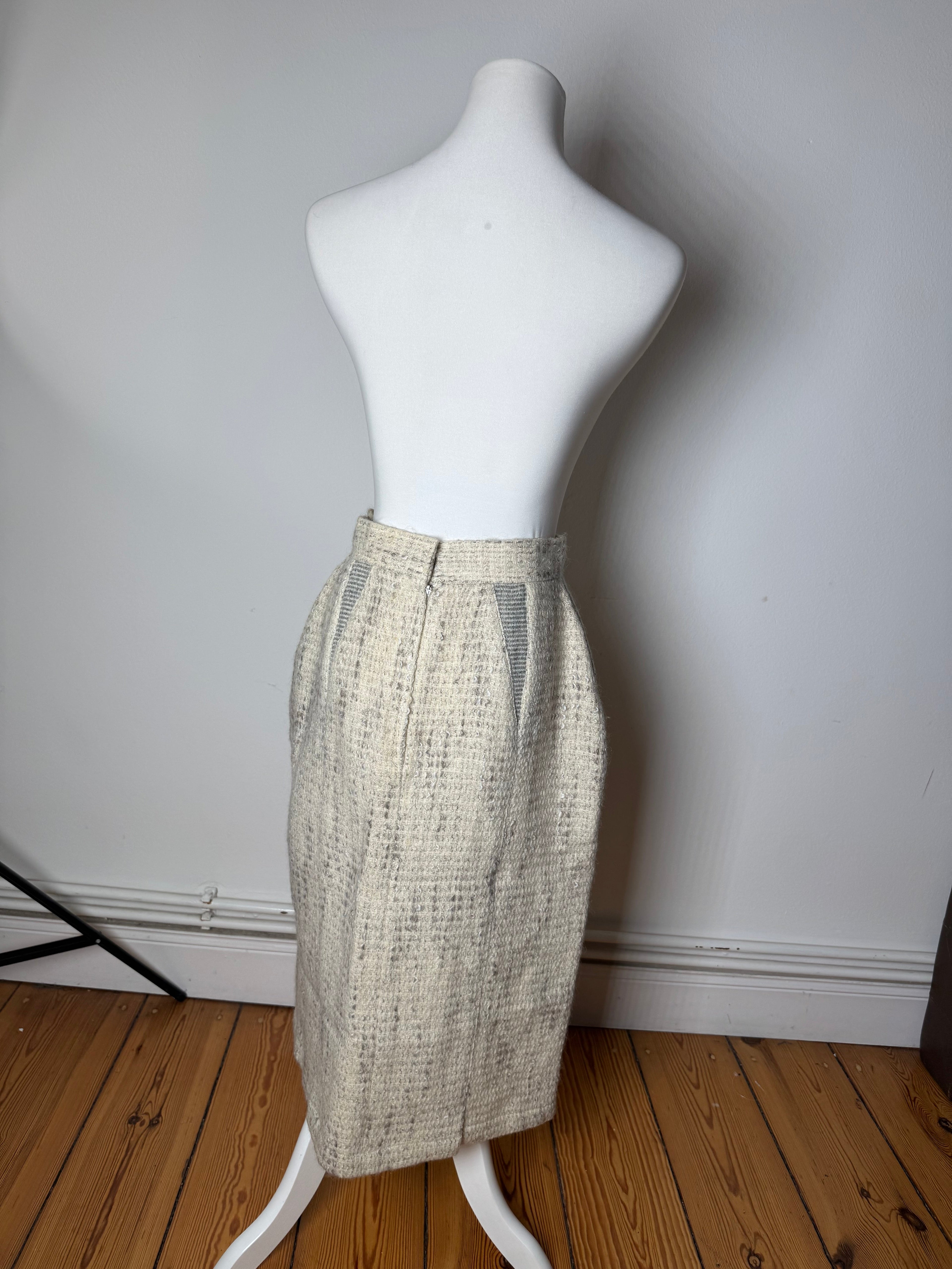 Vintage Dior Wool Skirt Shite Grey M