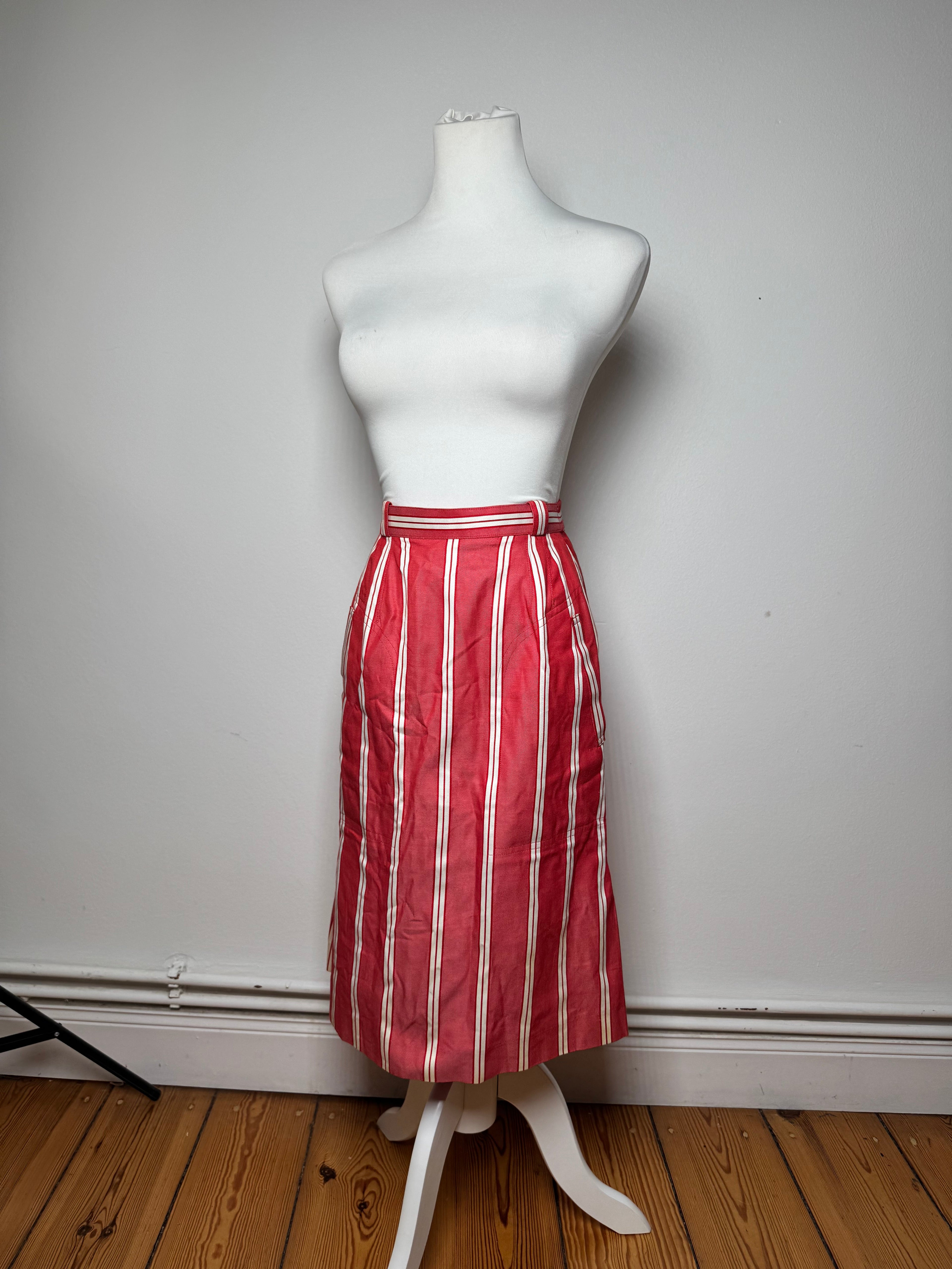 Vintage Dior Skirt Red White Striped 36/S