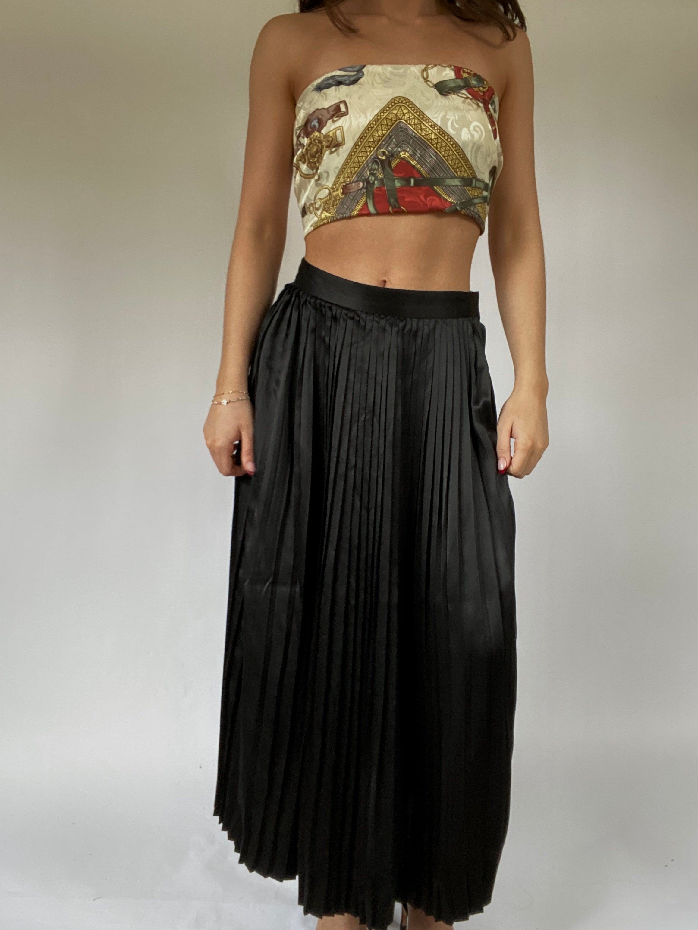 Christian Dior Black Silk Pleated Skirt Size 26