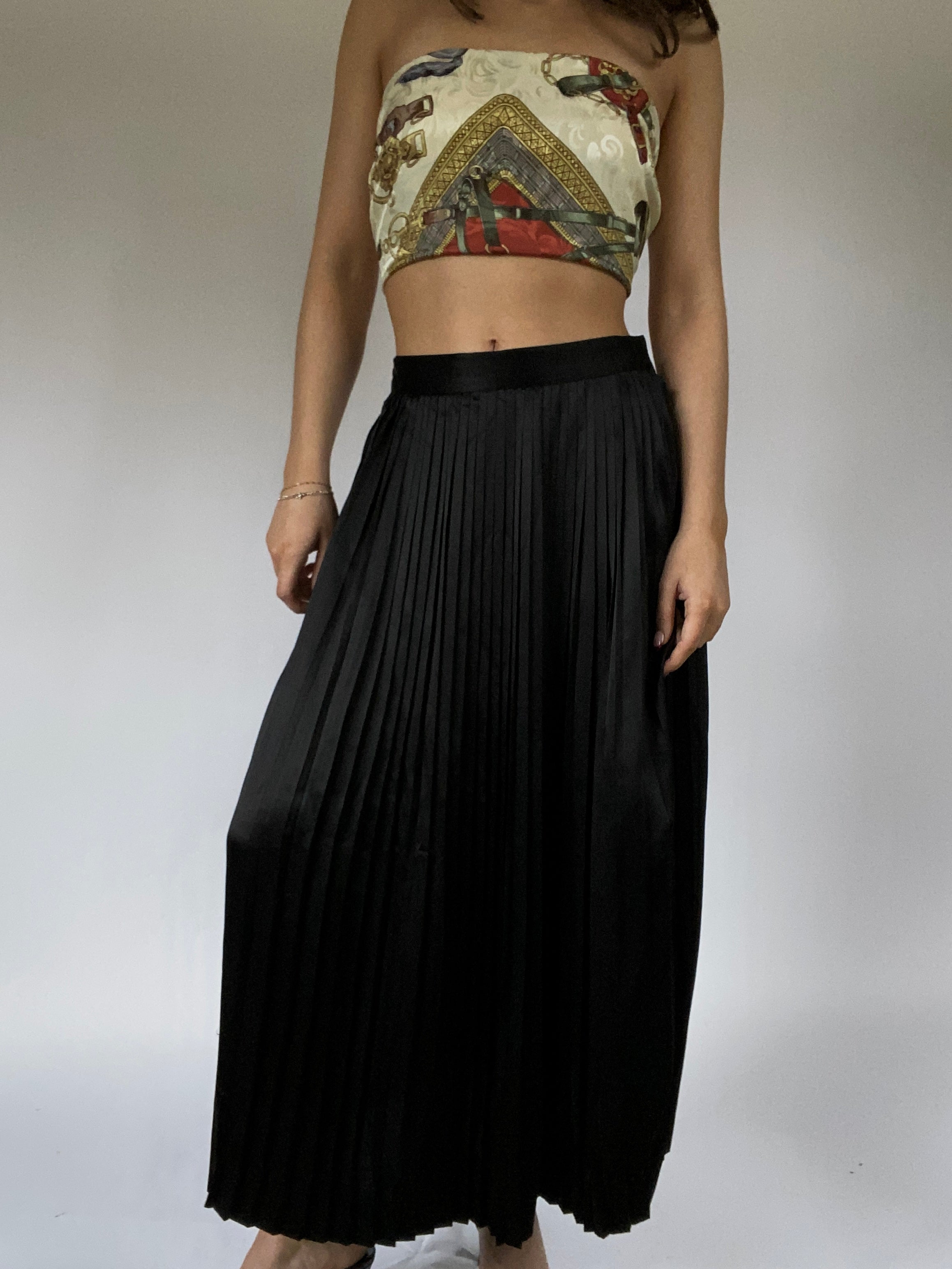 Christian Dior Black Silk Pleated Skirt Size 26
