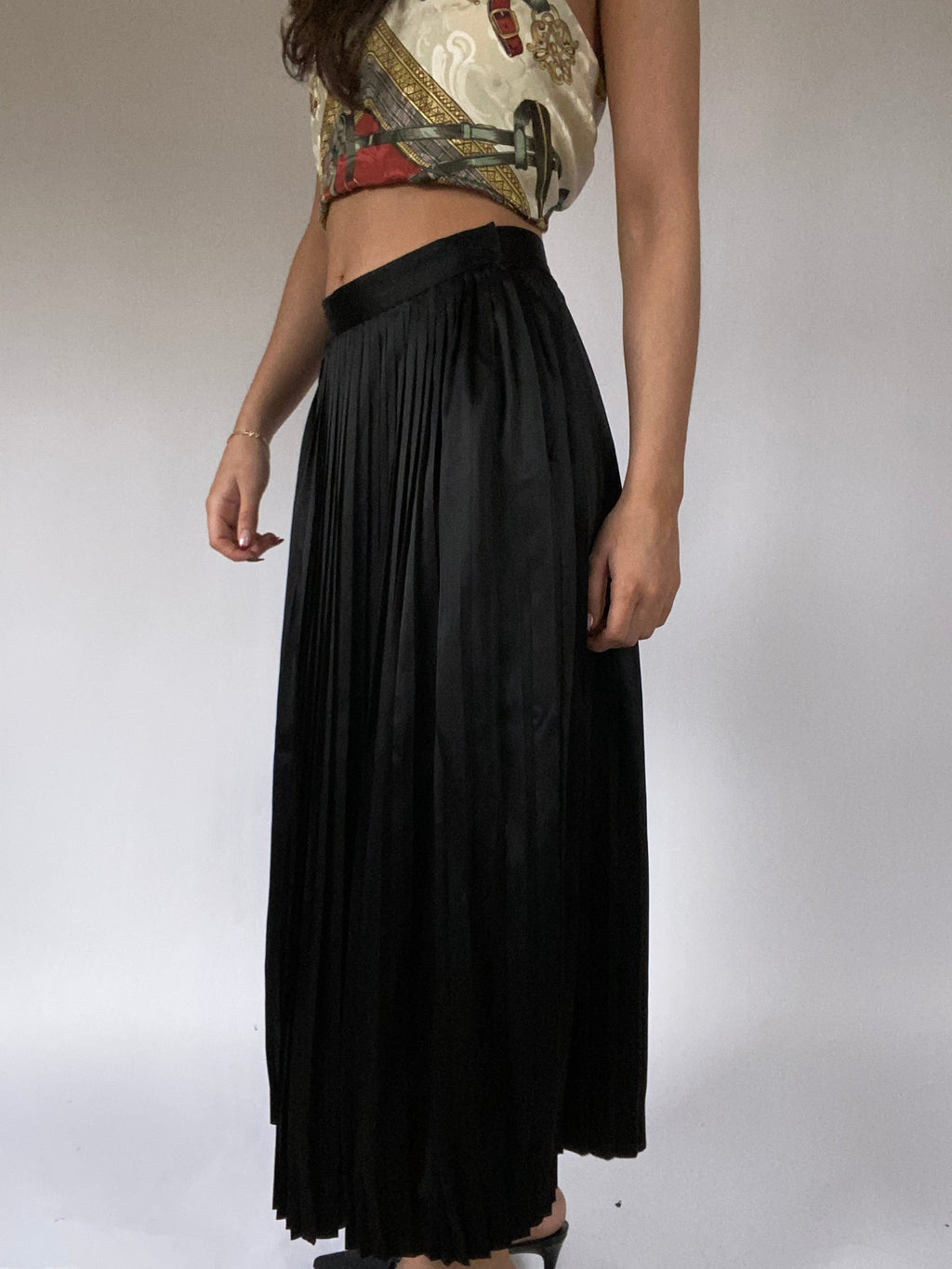 Christian Dior Black Silk Pleated Skirt Size 26