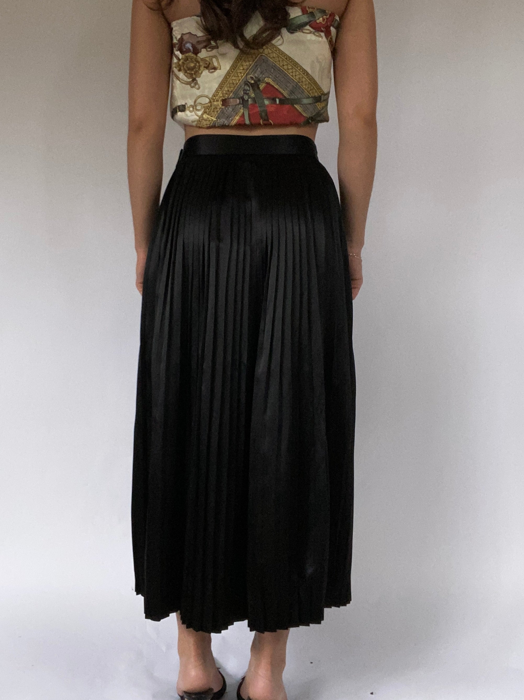 Christian Dior Black Silk Pleated Skirt Size 26