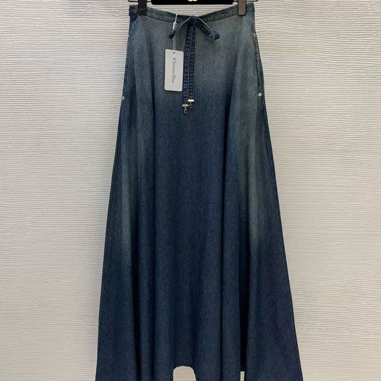 Dior Maxi Skirt Faded Blue Denim Cotton