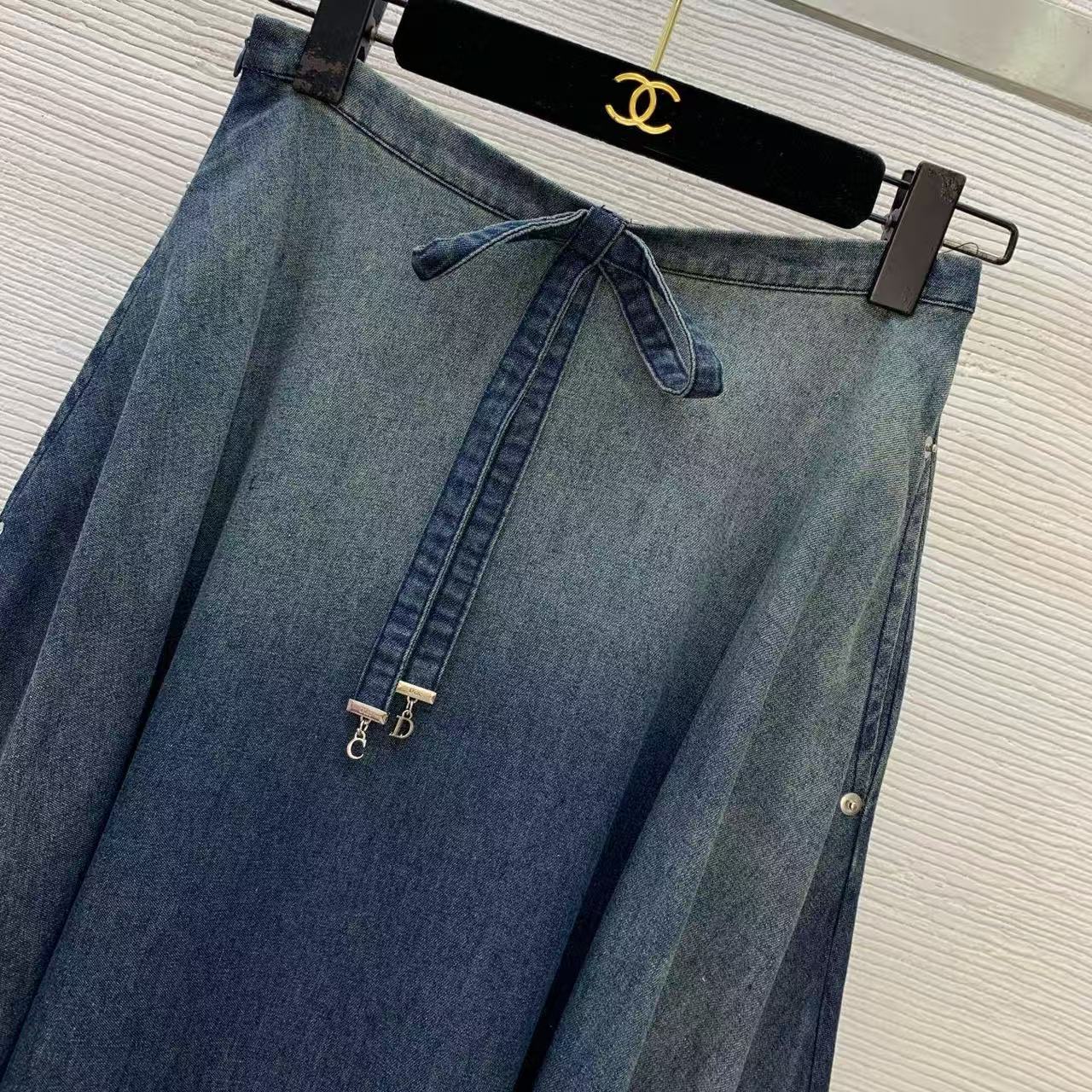 Dior Maxi Skirt Faded Blue Denim Cotton
