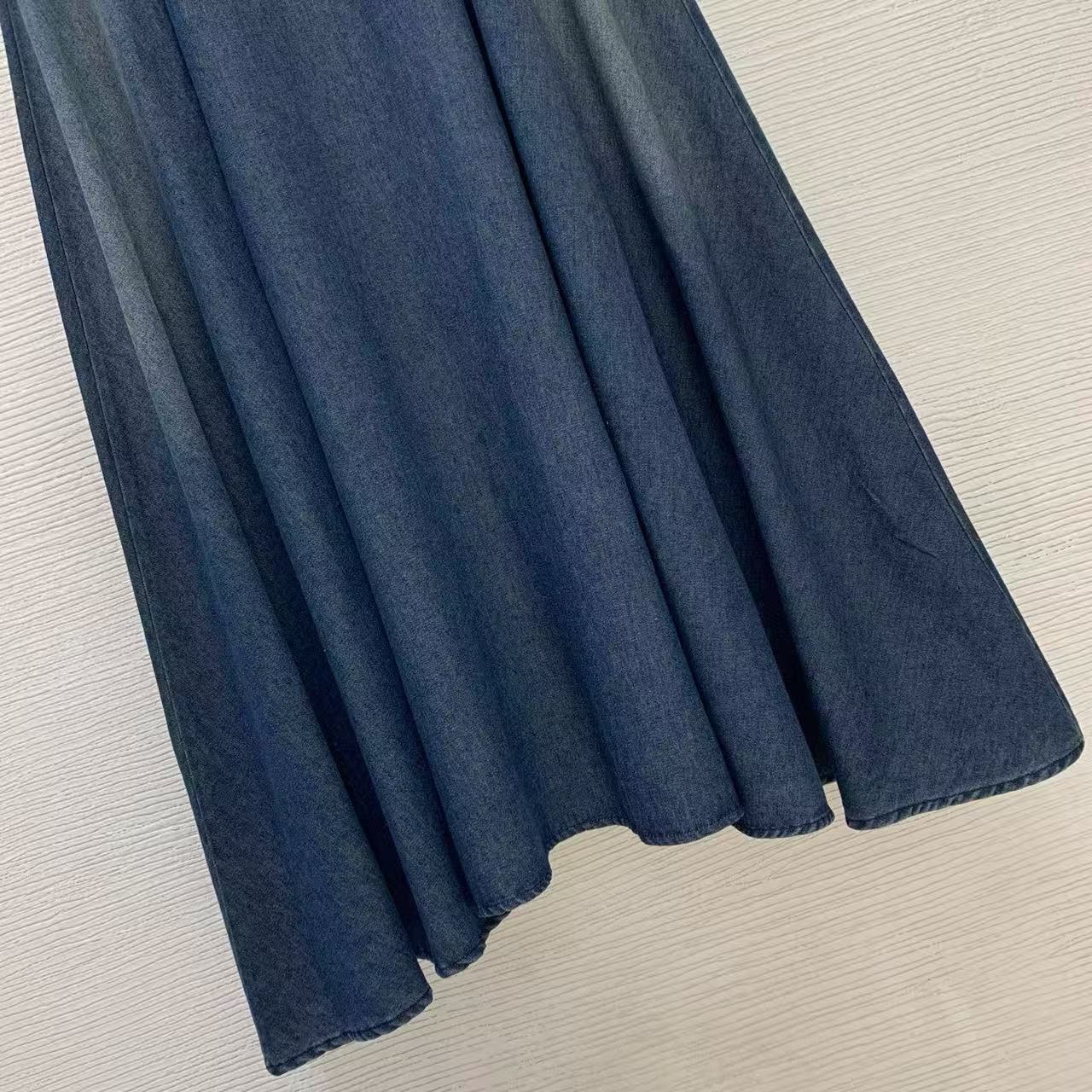 Dior Maxi Skirt Faded Blue Denim Cotton