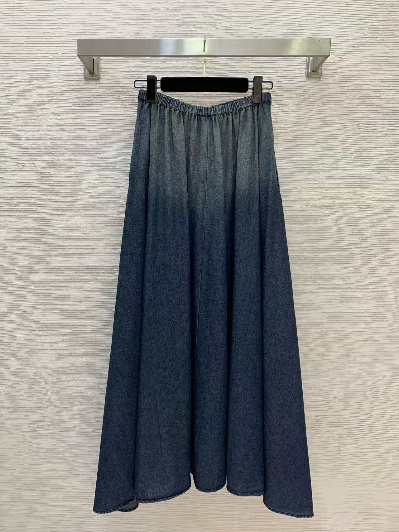 Dior Maxi Skirt Faded Blue Denim Cotton