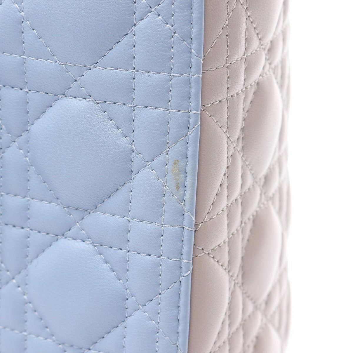 Dior Handbag Lady Large Cannage Light Blue Gray Leather