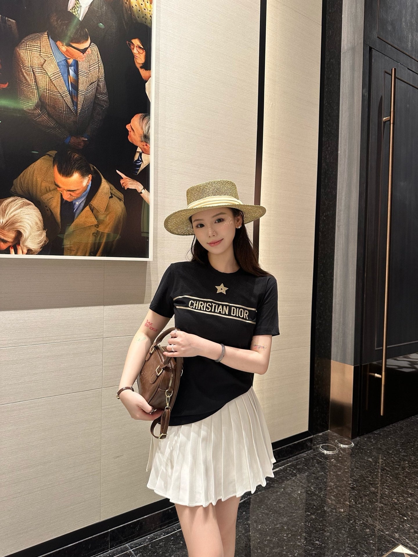 2026 Women’s CD Lucky Star Embroidered Short-Sleeved T-Shirt (DD127)