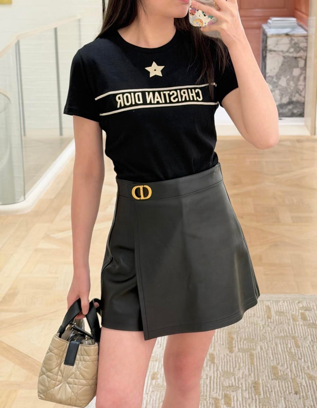 2026 Women’s CD Lucky Star Embroidered Short-Sleeved T-Shirt (DD127)