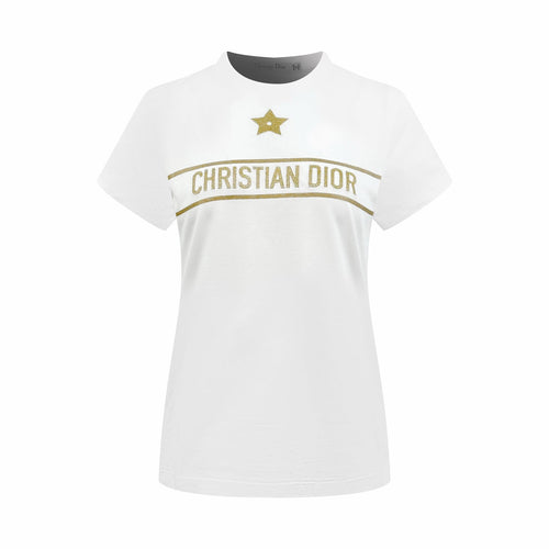 2026 Women’s CD Lucky Star Embroidered Short-Sleeved T-Shirt (DD127)