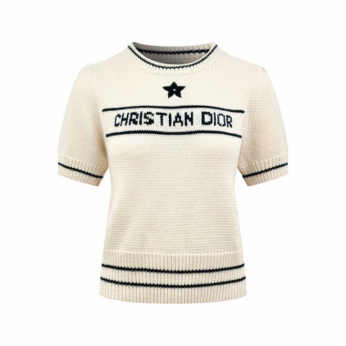 2026 Women's CD Embroidered Short-Sleeved Sweater (DD132)