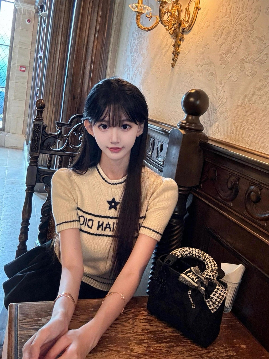2026 Women's CD Embroidered Short-Sleeved Sweater (DD132)