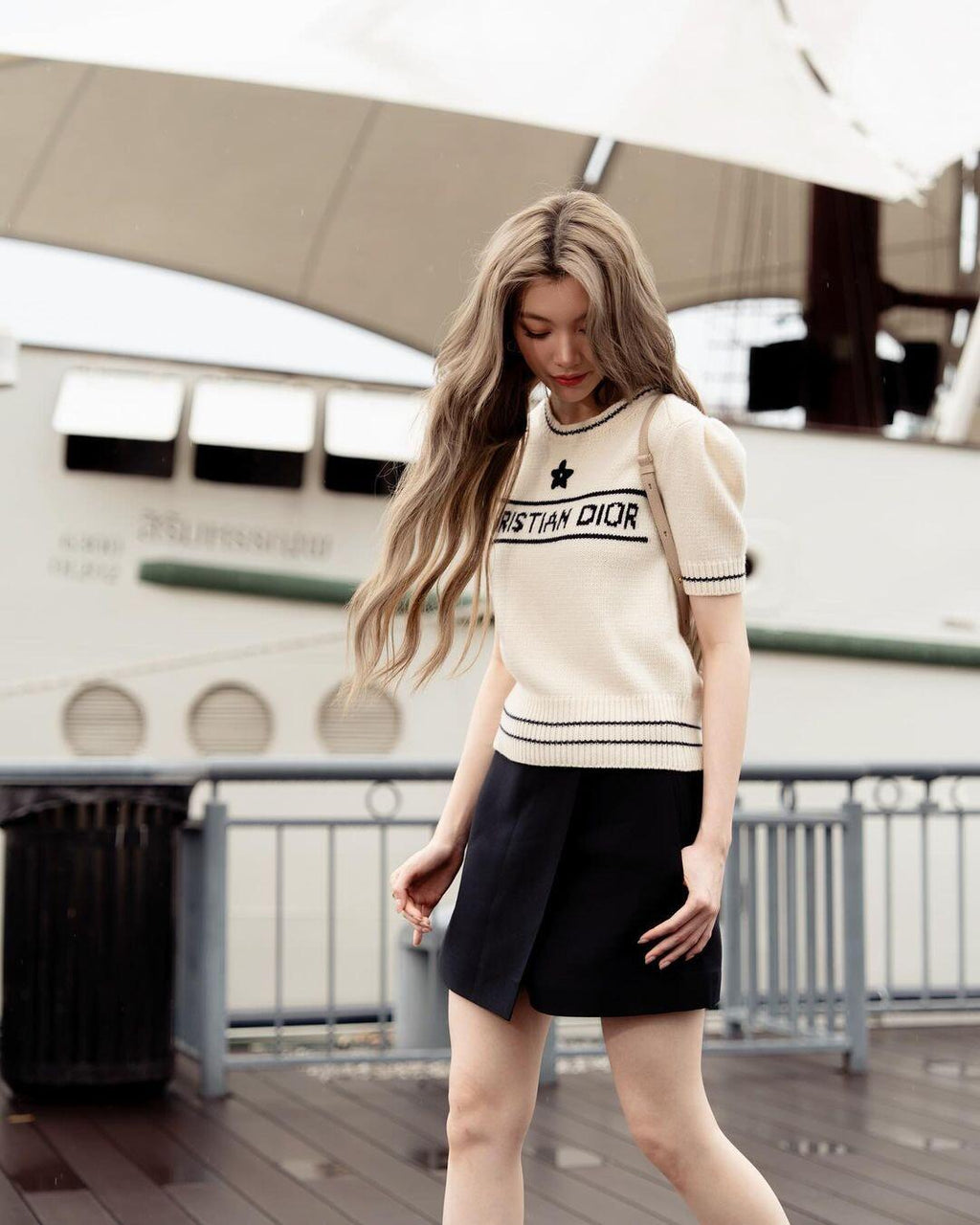 2026 Women's CD Embroidered Short-Sleeved Sweater (DD132)