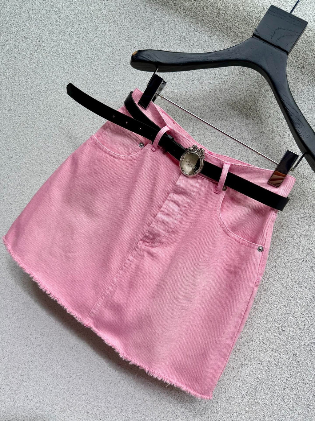 Dior 2026 Midi Skirt With Belt Pink Denim Cotton 374548