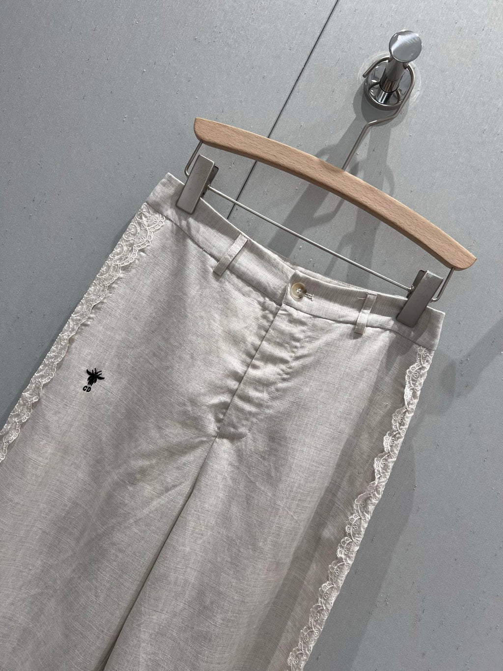 CD 2025 Straight Trouser White Linen Tencel 216454