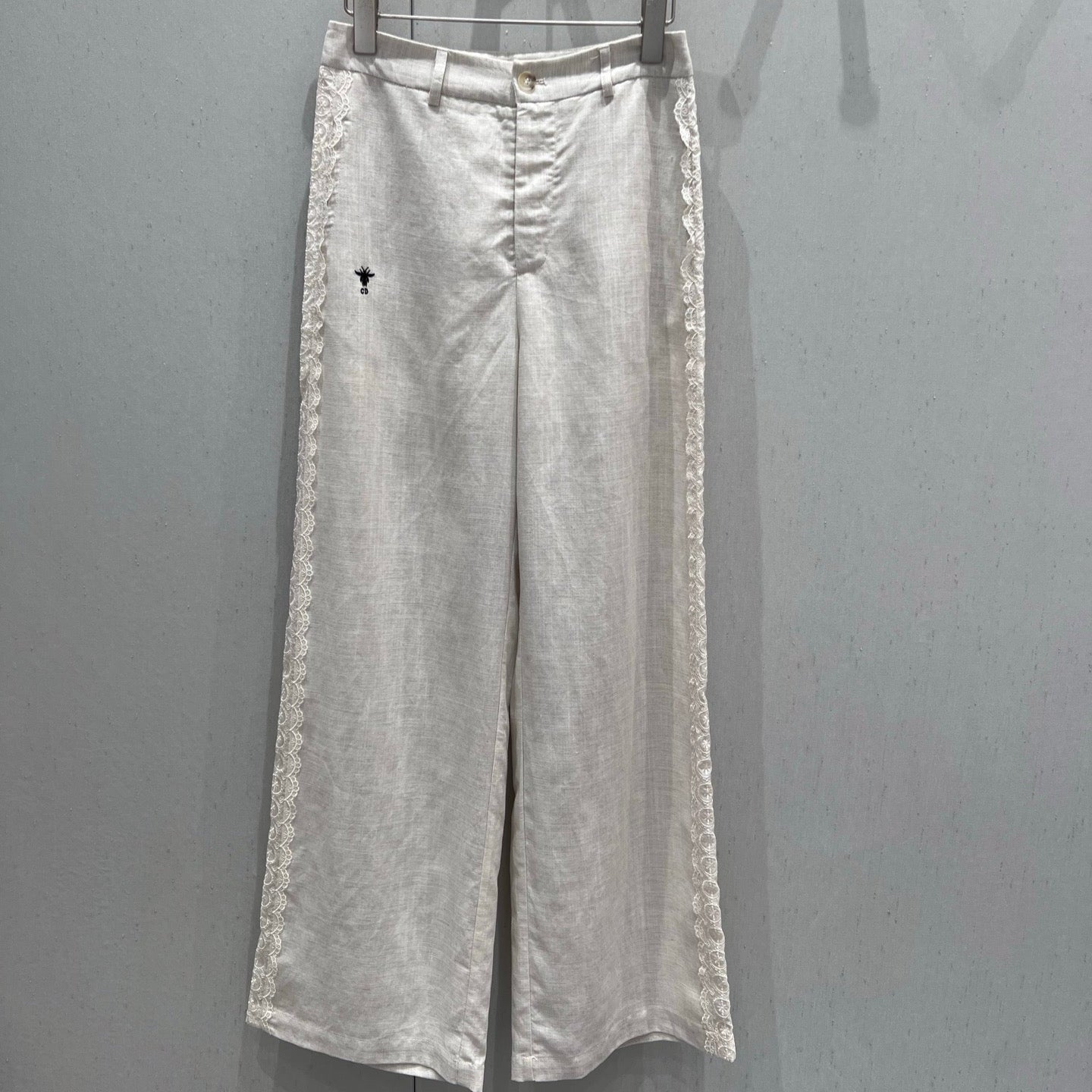 CD 2025 Straight Trouser White Linen Tencel 216454