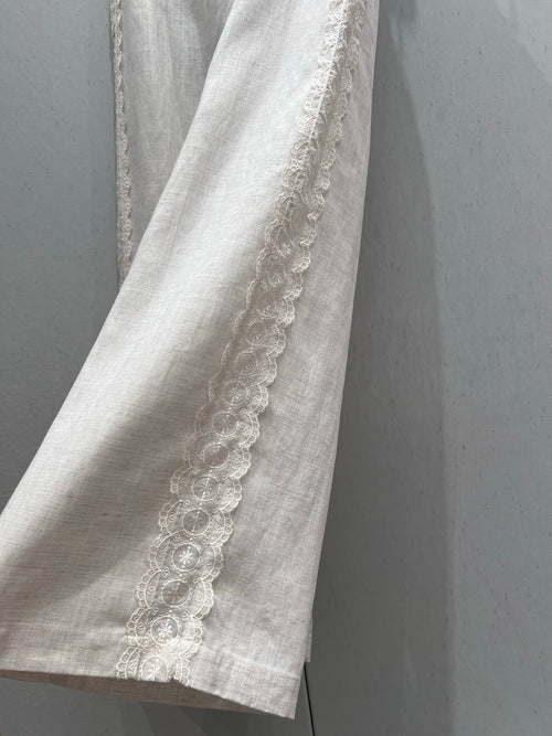 CD 2025 Straight Trouser White Linen Tencel 216454