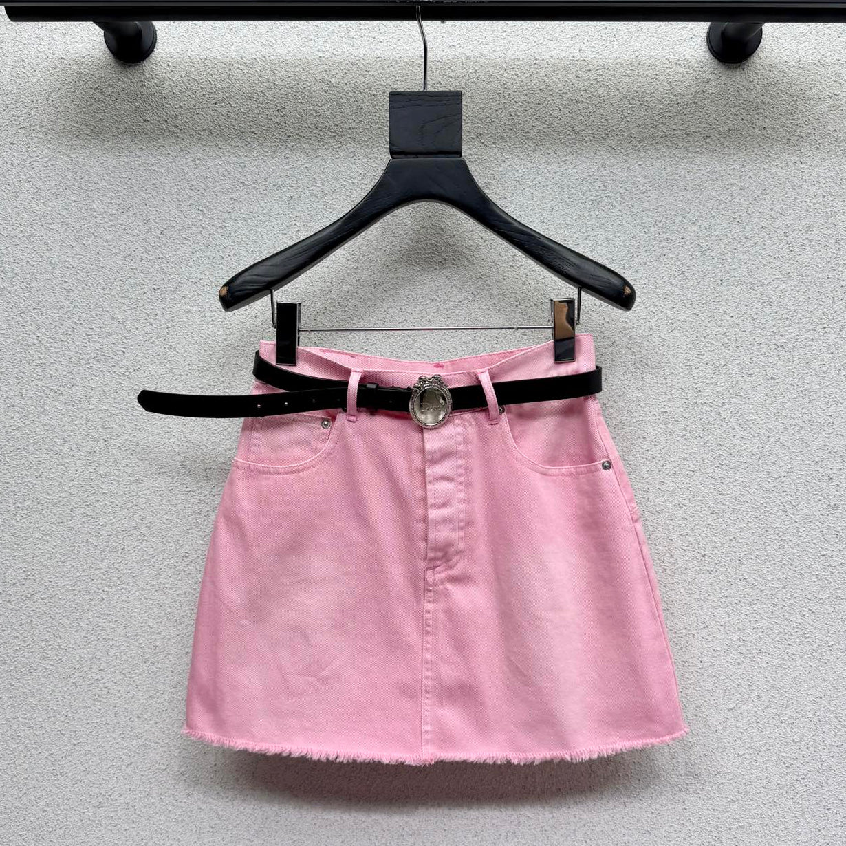 Dior 2026 Midi Skirt With Belt Pink Denim Cotton 374548