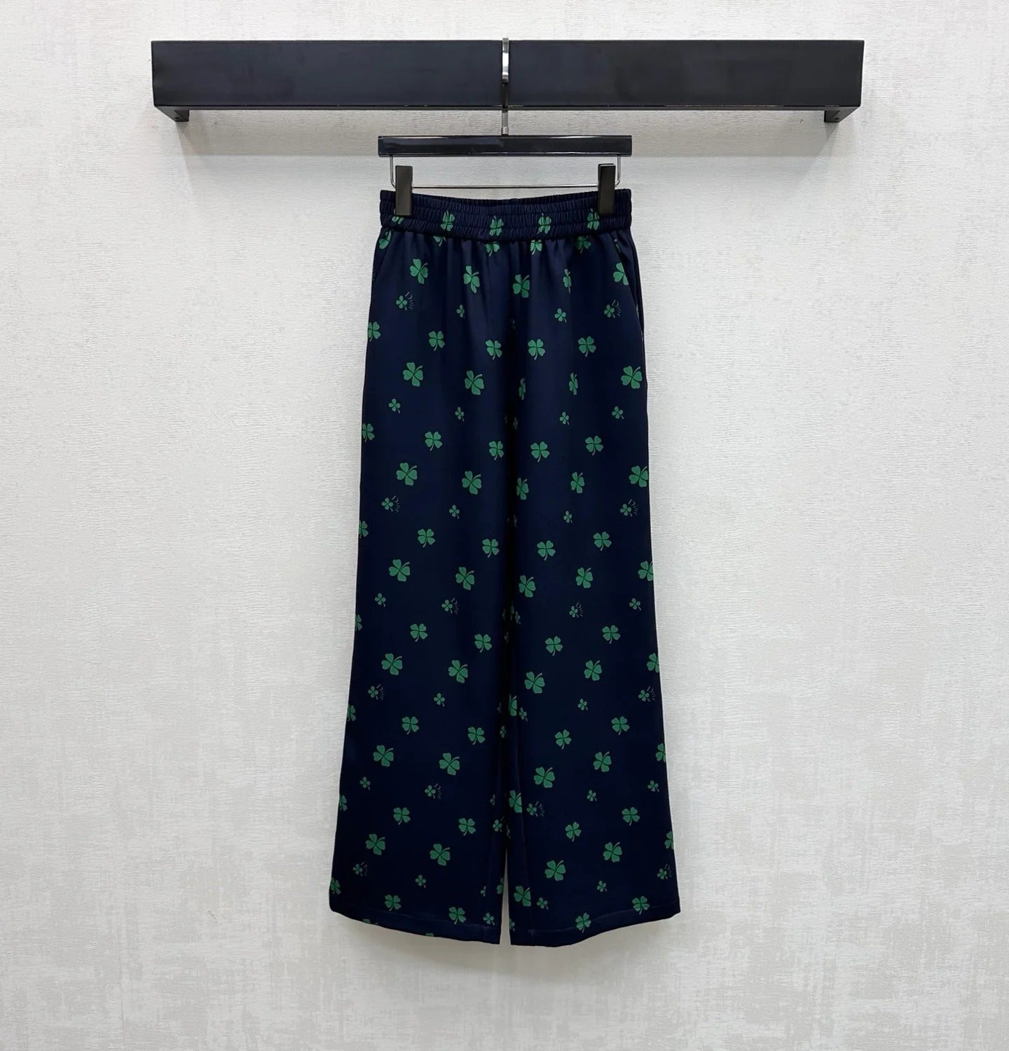 Dior 2026 Clover Embroidery Pant Cream and Navy Blue Polyester