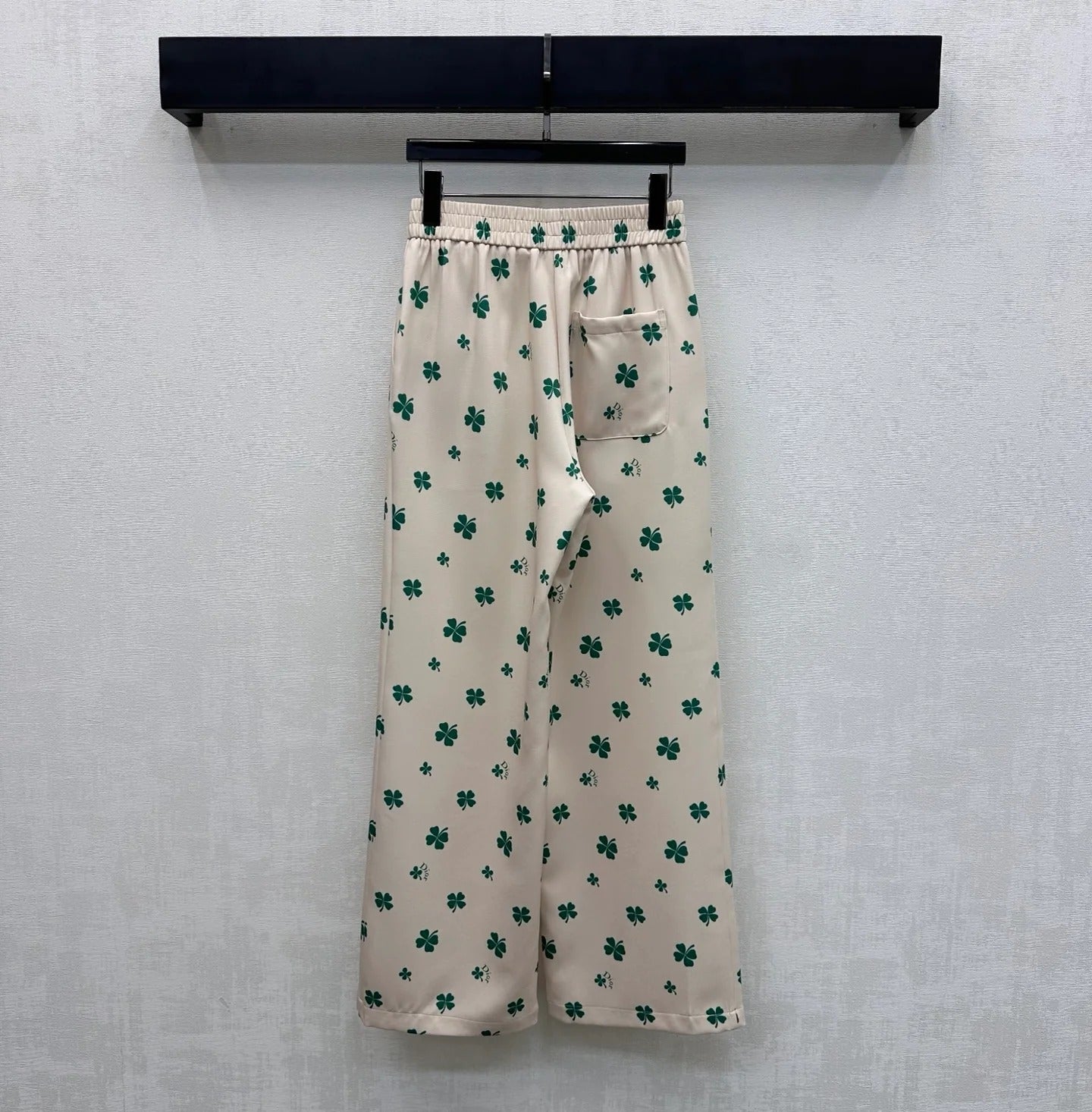 Dior 2026 Clover Embroidery Pant Cream and Navy Blue Polyester