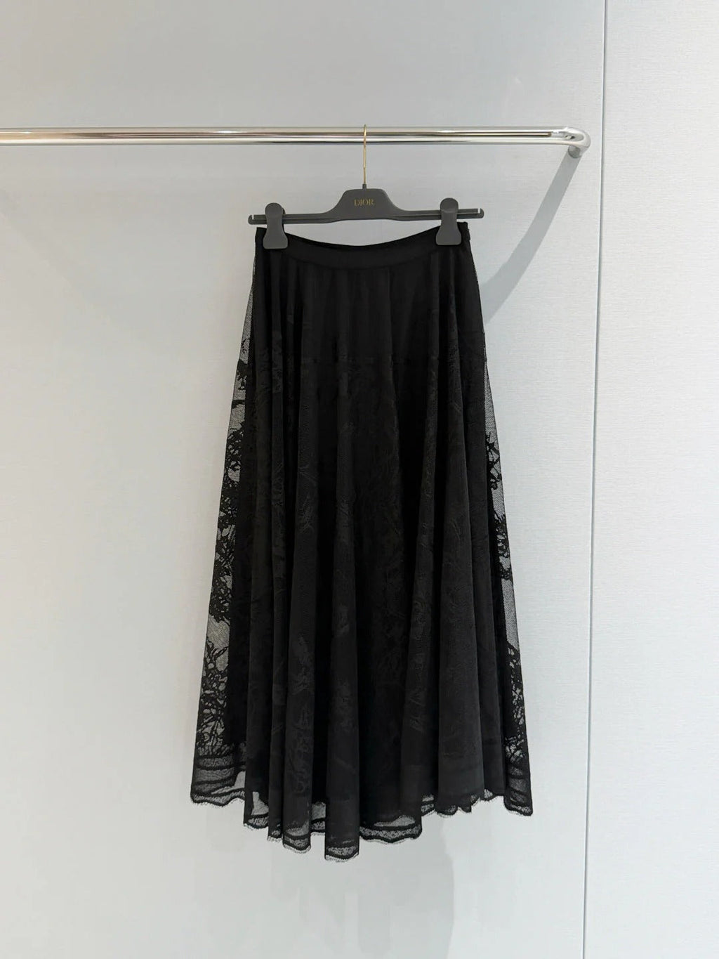 Dior 2026 Long Skirt Black and White Lace Cotton 408346