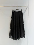 Dior 2026 Long Skirt Black and White Lace Cotton 408346