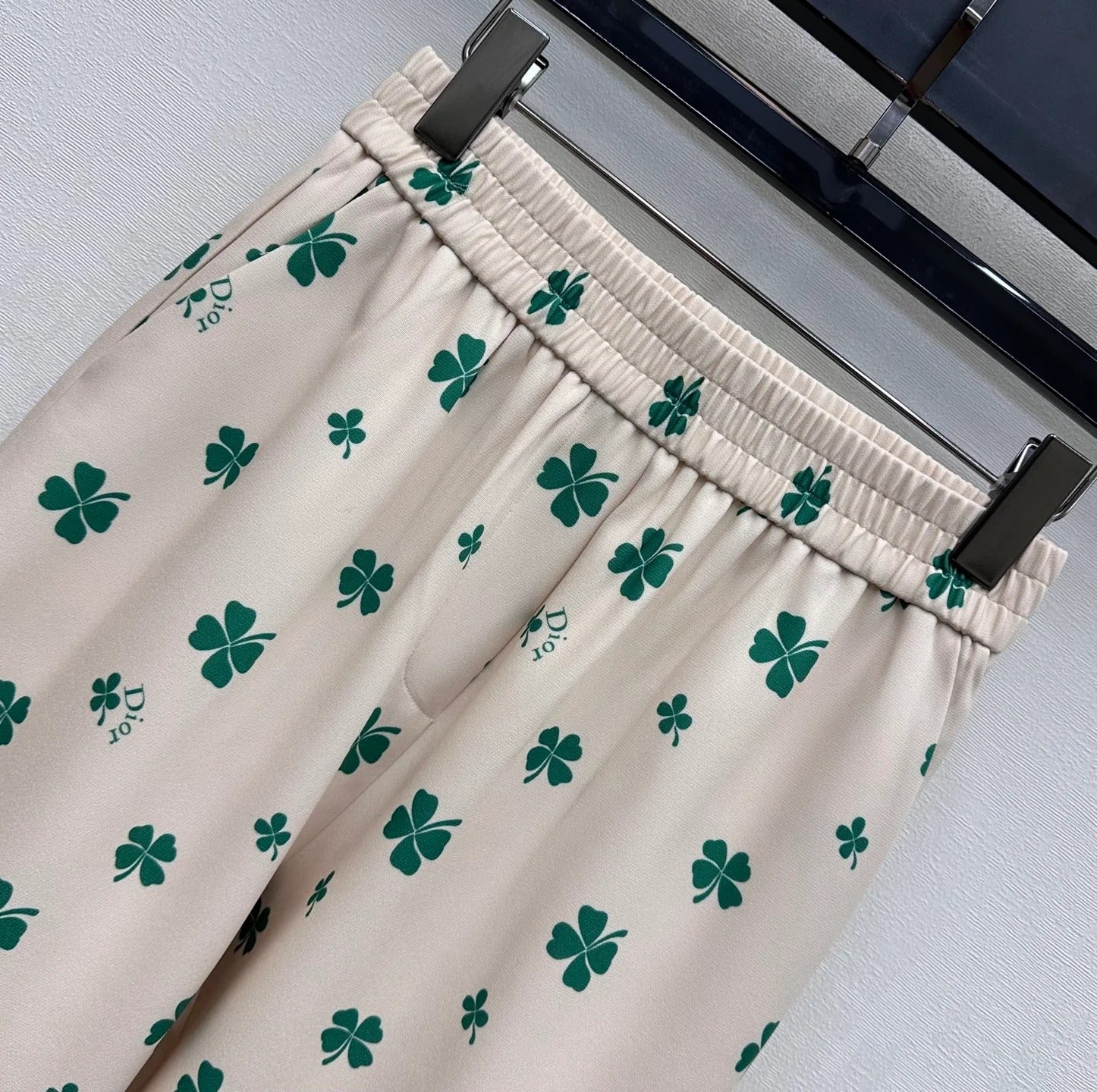 Dior 2026 Clover Embroidery Pant Cream and Navy Blue Polyester