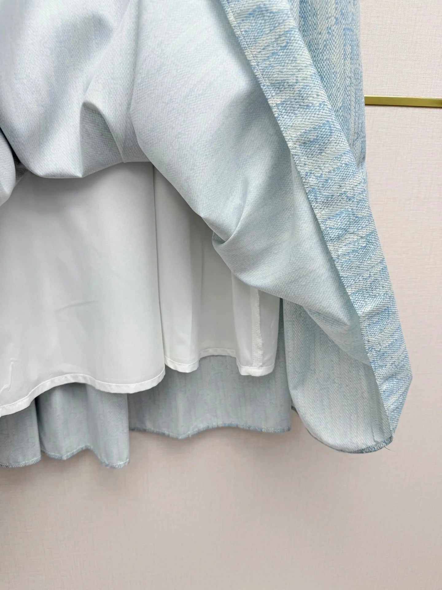 Dior 2026 Pleated Denim Skirt Light Blue Cotton 380426