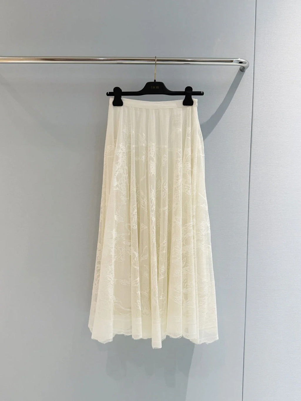Dior 2026 Long Skirt Black and White Lace Cotton 408346