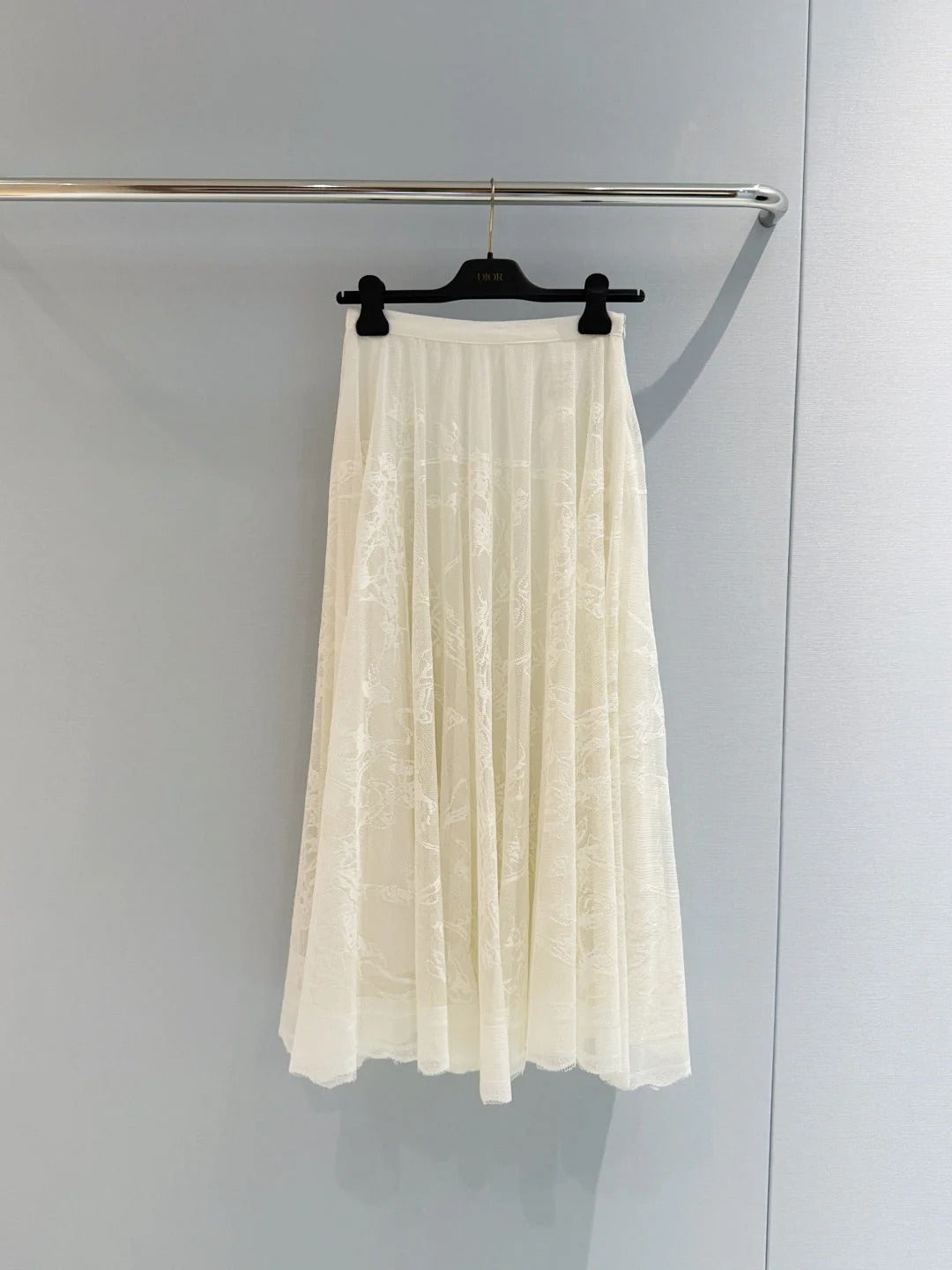 Dior 2026 Long Skirt Black and White Lace Cotton 408346
