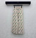 Dior 2026 Clover Embroidery Pant Cream and Navy Blue Polyester