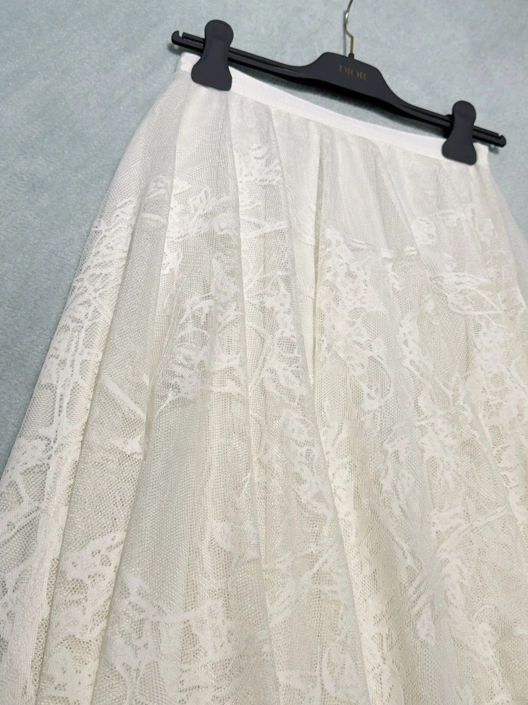 Dior 2026 Long Skirt Black and White Lace Cotton 408346