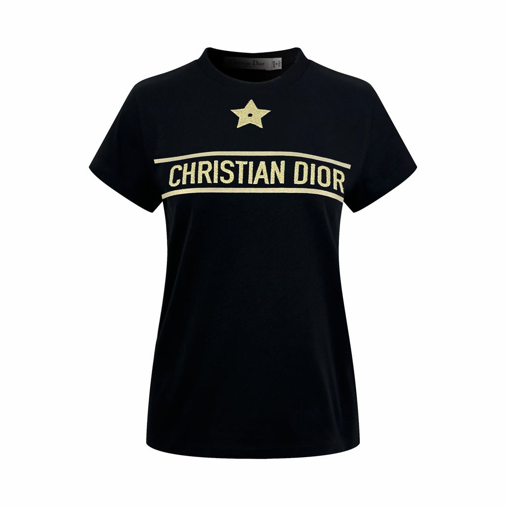 2026 Women’s CD Lucky Star Embroidered Short-Sleeved T-Shirt (DD127)